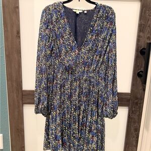 Boden Blue Floral Long Sleeve Dress